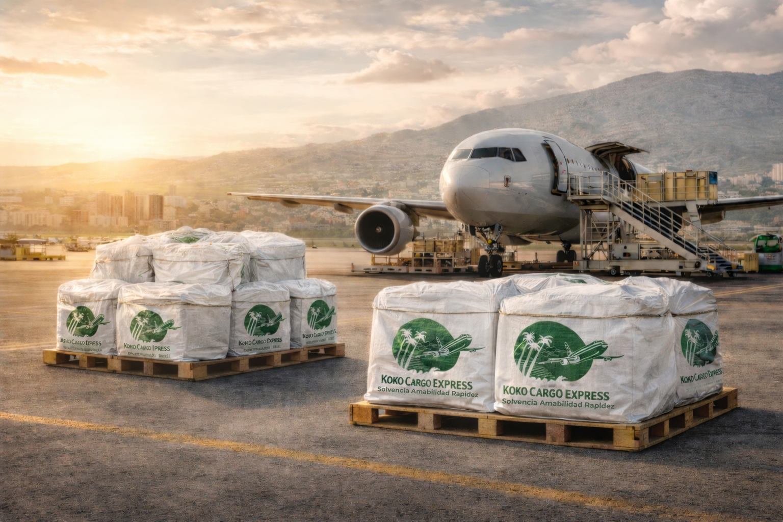 Avión de carga en pista